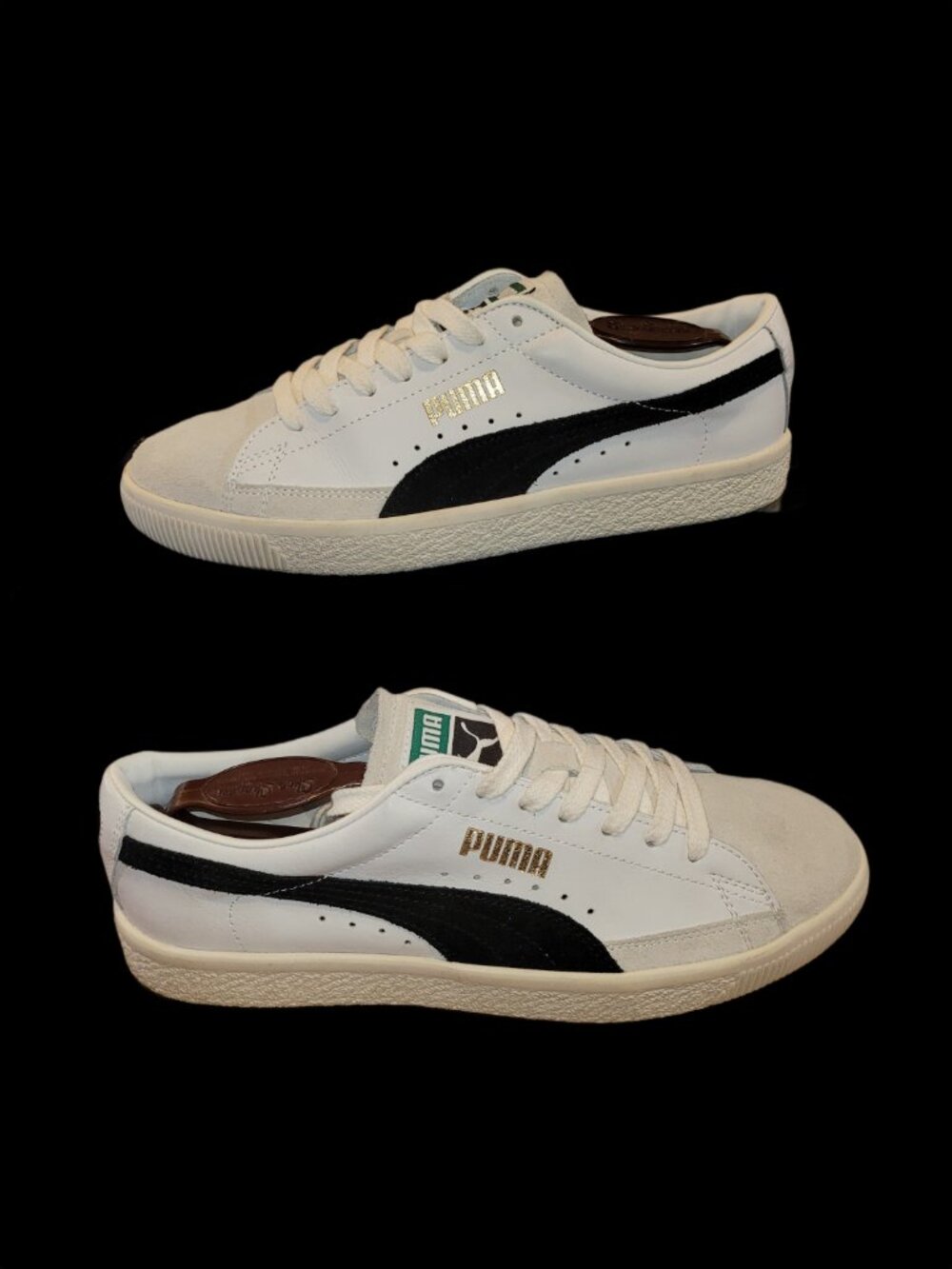 Puma Men's Basket VTG Vintage Classic White Black Basketball Sneakers